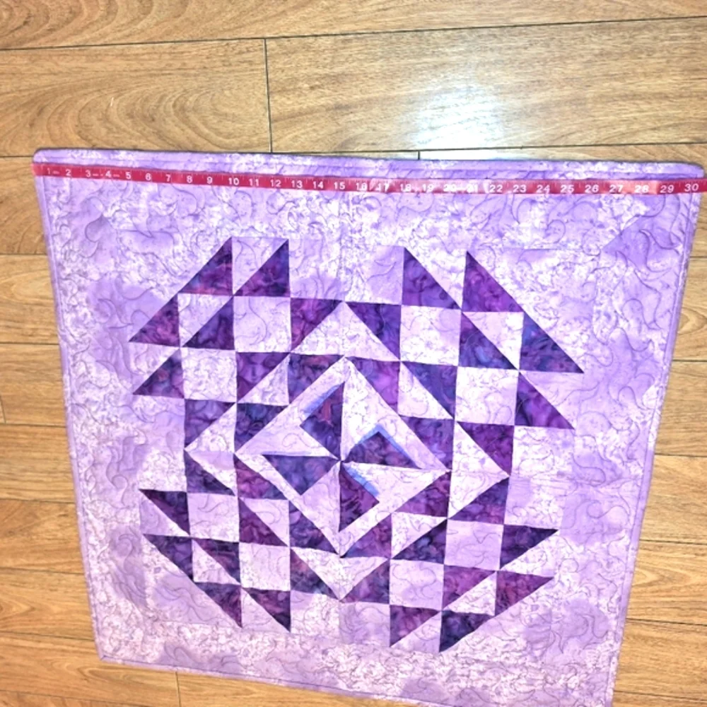 Handmade Geometric Triangle Purple Quilt, NWOT